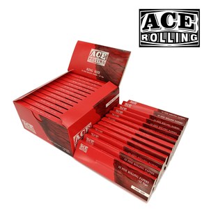 Private Label ACE <b>Red</b> Pack King Size Rolling <b>Papers</b> with 32 <b>Papers</b> and 32 Filter Tips per Booklet Custom Display Packaging - Product Image 4