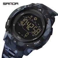 Jam Tangan Digital Olahraga Pria Sanda 2186 Tahan Air dengan Tali TPU, Jam Tangan Kasual Menampilkan Kronograf, Tanggal, dan Hari