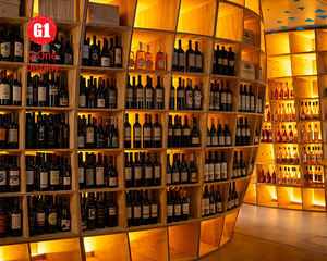 Comptoir de bar personnalisé en bois et marbre avec éclairage LED moderne, design de bar à vin, restaurant, pub - Product Image 5