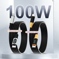 Cable USB C a USB C de 100W PD 5A con Pantalla Digital, 1.2M 2M, Cable de Carga Rápida TPE para iPhone 15, Samsung, Laptop, Tablet