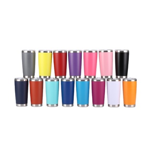 แก้วน้ำเก็บความร้อนสุญญากาศ ขนาด 20 ออนซ์ ผนังสองชั้น สแตนเลส 304 เคลือบสีฝุ่น พร้อมฝาปิดแบบเลื่อนแม่เหล็ก - Product Image 1