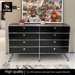 Mueble Modular de Acero Inoxidable Estilo Antiguo Naranja, Mueble Minimalista para el Hogar, Recibidor, Almacenamiento con Cajones, Estilo Hotel - Product Image 4