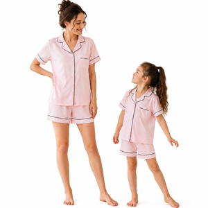 <span class=keywords><strong>Pijama</strong></span> de Bambú OEM para Mujer, Talla Grande, Ropa de Dormir de Verano, Pijamas Familiares a Juego, Conjunto de Ropa para el Hogar para Padres e Hijos - Product Image 1