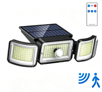 Lámpara Solar de Pared de Tres/Cuatro Cabezas, 270/218 LED, Sensor de Seguridad, para Entrada de Garaje, Exterior, Impermeable, Reflector Multicabezal