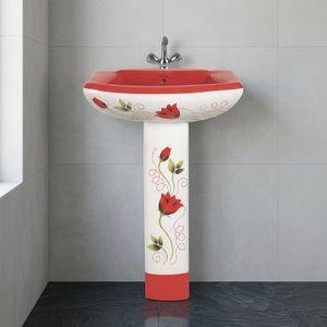 Fregaderos de baño con forma de cono redondo independiente de comedor de Pedestal italiano-Lavabo Semi Stand Productos sanitarios de cerámica - Product Image 3