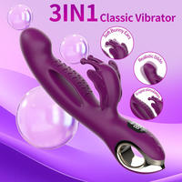 3-in-1 Kaninchen-Vibrator für Frauen LED-Anzeige USB-Aufladbar IPX6 G-Punkt-Stimulator Silikon Erwachsenen-Sex-Schmetterlings-Spielzeug
