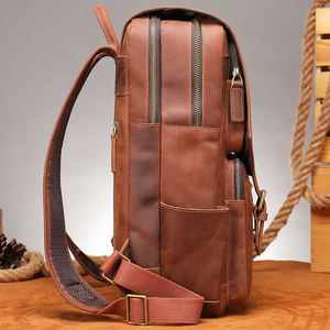 กระเป๋าเป้ใส่แล็ปท็อปกันน้ำหนังม้าแท้สำหรับผู้ชายกระเป๋าเป้สะพายหลังสำหรับเดินทางที่ทันสมัยมีซิปปิดผ้าโพลีเอสเตอร์ - Product Image 3