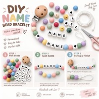 Kit de perles en silicone DIY en gros avec lettres de l'alphabet et attaches-sucettes en bois pour créations artisanales