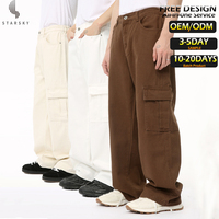 Jeans cargo multi-poches en coton pur pour homme, coupe droite et ample, de haute qualité, personnalisés