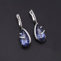 Diseñador permanente estilos de moda internacional clásico Gran Azul Lolita mística cuarzo piedra preciosa 925 anillo de plata pendiente collar