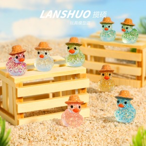 Lanshuo Resin Duck Miniature With Hat Glitter Decor Home Decoration DIY Jewelry Set - Product Image 4