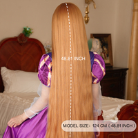 Perruque synthétique ondulée marron clair de 130 cm, en fibre haute température, densité 150 %, extra longue, avec frange, style Lolita Raiponce