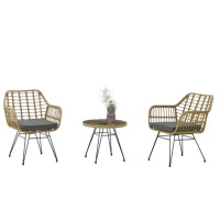 Ensemble de meubles de jardin 3 pièces pour extérieur : table basse et chaises en rotin (2+1)