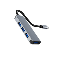 Hub USB C 4 en 1, Estación de Conexión de Aleación de Aluminio Tipo C, Divisor de Hub Multi USB de 4 Puertos, Datos OTG para Computadora Portátil Macbook
