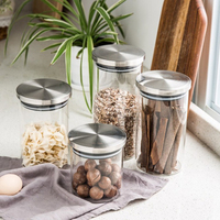 JM Grand récipient en verre borosilicaté en vrac Pot en verre alimentaire de cuisine Récipient en verre hermétique avec couvercle en métal