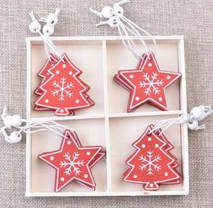 Décorations en bois de Noël Arbre de Noël en bois Renne mixte Ange <span class=keywords><strong>Coeur</strong></span> Oiseau Ornement suspendu - Product Image 4