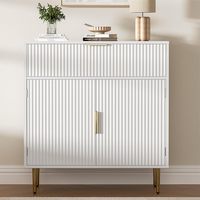 Armoire de bar à café avec 2 portes et tiroir Buffet buffet avec étagères réglables Accent Meuble à liqueur avec rangement Blanc