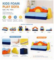 Canapé modulaire en mousse pour enfants, 184 cm, grand mobilier de jeu doux avec housse amovible et lavable, décoration créative pour salle de jeux