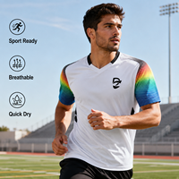 Camiseta de Fútbol Personalizada por Sublimación para Hombre, Cuello Redondo, Anti-UV, Secado Rápido, Transpirable, Ligera, con Logotipo, Número y Equipo Deportivo