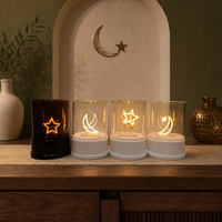 Lanterne moderne écologique à piles pour le Ramadan avec lumière étoile et croissant de lune pour la décoration de table de la maison musulmane pour l'Aïd