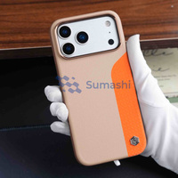Casing Kulit Bertekstur Warna Kontras Laris untuk iPhone 17 Pro Max, Desainer Mewah, Anti Benturan, Pelindung Lensa Kamera Logam