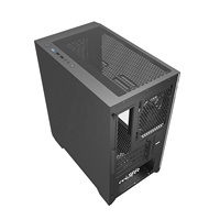 Boîtier de PC de jeu Mid Tower MATX avec panneaux en maille de fer double face, refroidissement par eau de 240 mm et ventilateurs LED RGB de 12 cm