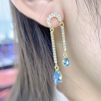 Groothandel op maat gemaakte 925 sterling zilveren oorbellen met natuurlijke topaas, modieus edelsteen sieraden cadeau voor vrouwen, bruiloft, feest