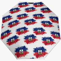 Parapluie Automatique Imperméable et Anti-UV avec Motif Imprimé Thème Drapeau National Haïtien – Design Attrayant