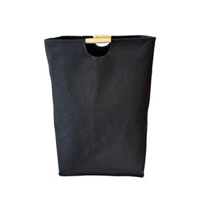 Panier à linge avec poignée en bois, en bambou et en tissu, pliable, également adapté comme panier de rangement pour les jouets des enfants - Product Image 4