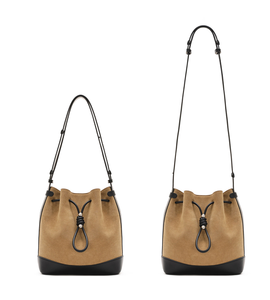 Bolso bandolera retro con cordón ajustable para mujer, estilo cubo, imitación de cuero de gamuza, bolso de mano de lujo para mujer. - Product Image 1