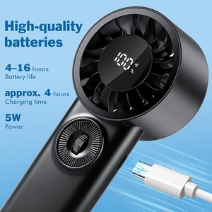 Ventilateur personnel rechargeable portable pour femme, sélection des éditeurs, noir, avec 3 réglages de vitesse - Product Image 3