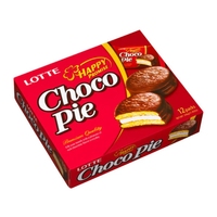 Choco Pie Lotte, gâteau moelleux au chocolat et aux guimauves, collation sucrée, dessert enrobé de chocolat, bouchées individuelles, mini 28g