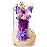 Eeuwige Bloemen Ge conserveerde Rozen Prime Delivery 6.4 oz Glazen Koepel Moeder Oma Vrouw Vriendin Paarse Bloem Moederdag