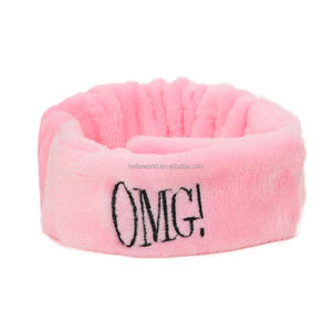BELLEWORLD usine personnalisé couleur broderie logo maquillage bandeau pour laver le visage <span class=keywords><strong>omg</strong></span> brodé large peluche spa bandeau - Product Image 6