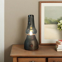 Lampe de table cloche en résine et verre pour salon, lumière LED, design peint à la main, veilleuse moderne métallique de Noël rechargeable