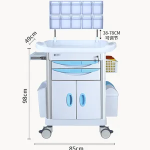 Grosir ruang operasi troli darurat medis dua dan tiga lapis troli anestesi Rumah Sakit ABS dengan laci