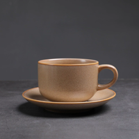 Ensemble de tasse et soucoupe à café en céramique rétro créative pour le thé de l'après-midi, le cappuccino, le latte ou l'utilisation au café