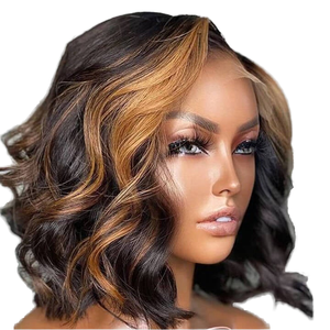 วิกผมยาวแบบมีลูกไม้ด้านหน้าความยาวระดับ HD สำหรับผู้หญิงวิก<span class=keywords><strong>ผมบ๊อบ</strong></span>บ๊อบแบบคลื่นสีดำสำหรับ<span class=keywords><strong>ผู้ใหญ่</strong></span> - Product Image 1