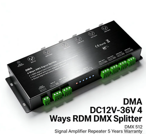 Répéteur de signal <span class=keywords><strong>DMX</strong></span> 4 canaux VonewStar DMA, amplificateur de signal <span class=keywords><strong>DMX</strong></span> 512 à 4 voies, <span class=keywords><strong>3</strong></span> <span class=keywords><strong>broches</strong></span> et 5 <span class=keywords><strong>broches</strong></span>, DC12V-36V - Product Image 1