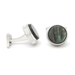 Boutons de manchette de haute qualité, très vendus, boutons de manchette créatifs pour hommes avec un design floral vert en forme d'engrenage, boutons de manchette haut de gamme - Product Image 4