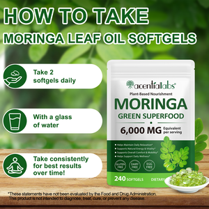 Acentiallabs Supplément à l'extrait de <span class=keywords><strong>Moringa</strong></span> Soutien à la digestion <span class=keywords><strong>Moringa</strong></span> Green Superfood Softgel Capsules pour l'énergie et le bien-être général - Product Image 3