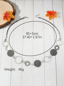 2024时尚饰品批发简约圆形合金女式长吊坠项链女士精致木质长项链 - Product Image 6