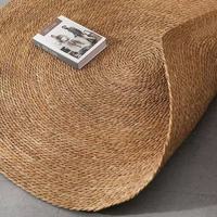 Tapis rond en jonc de chenille naturel tressé à la main, tapis de sol tissé écologique, tapis de style bohème pour salon, chambre à coucher, décoration intérieure
