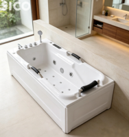 Baignoire SPA moderne autoportante en acrylique avec jets d'air et robinet de douche, baignoire de massage