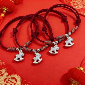 Pulsera de Hilo Rojo con Amuleto del Zodiaco Caballo en Plata Pura 999, Joyería Unisex para Regalo - Product Image 3