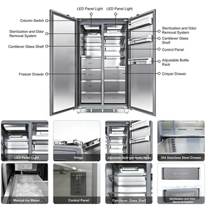 Réfrigérateur côte à côte 540L, <span class=keywords><strong>encastrable</strong></span> ou autoportant, 1030 mm, avec congélateur bas, refroidissement Inverter, distributeur de glace et panneau LED - Product Image 3
