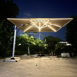 Parasol cantilever d'extérieur avec éclairage LED solaire, parasol de patio haut de gamme avec éclairage intégré pour jardin - Product Image 4