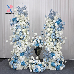 Arco de Flores Artificiales de Seda con Degradado Azul y Blanco Realista, Decoración de Fondo Lujosa para Bodas y Regreso a Clases - Product Image 1