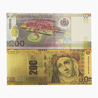 Billete de Banco Peruano de 200 Soles y 100 Soles, con Lámina de Oro de 24 Quilates, Resistente al Agua, para Colección y Regalo de Cumpleaños