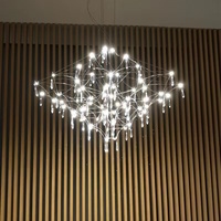 Lustre moderne ciel étoilé pour escalier, grand cristal ajouré pour plafond haut, idéal pour salon, loft, appartement, duplex ou hôtel